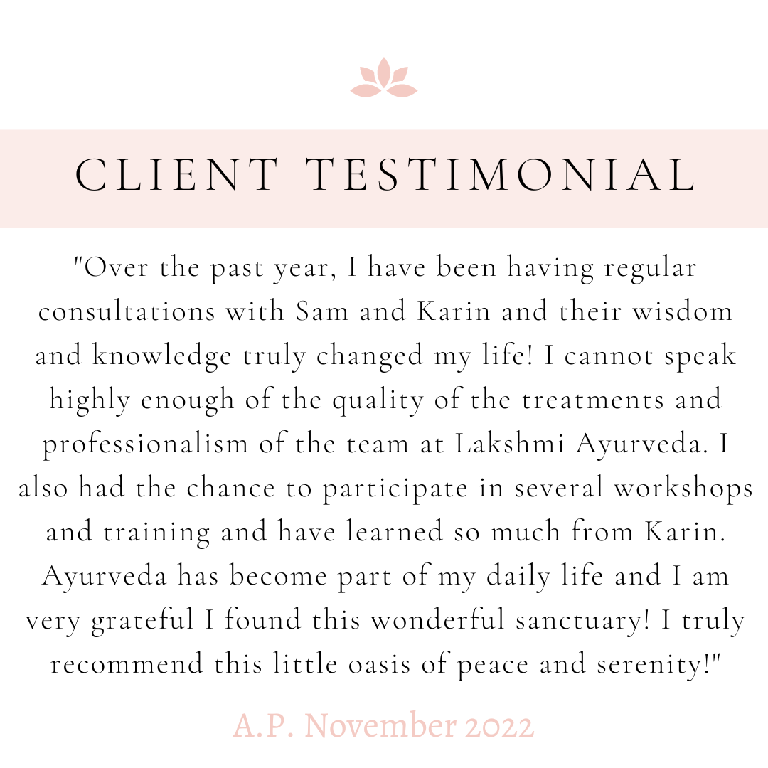 Thank you to all of our clients for their trust in our services here at Lakshmi Ayurveda.